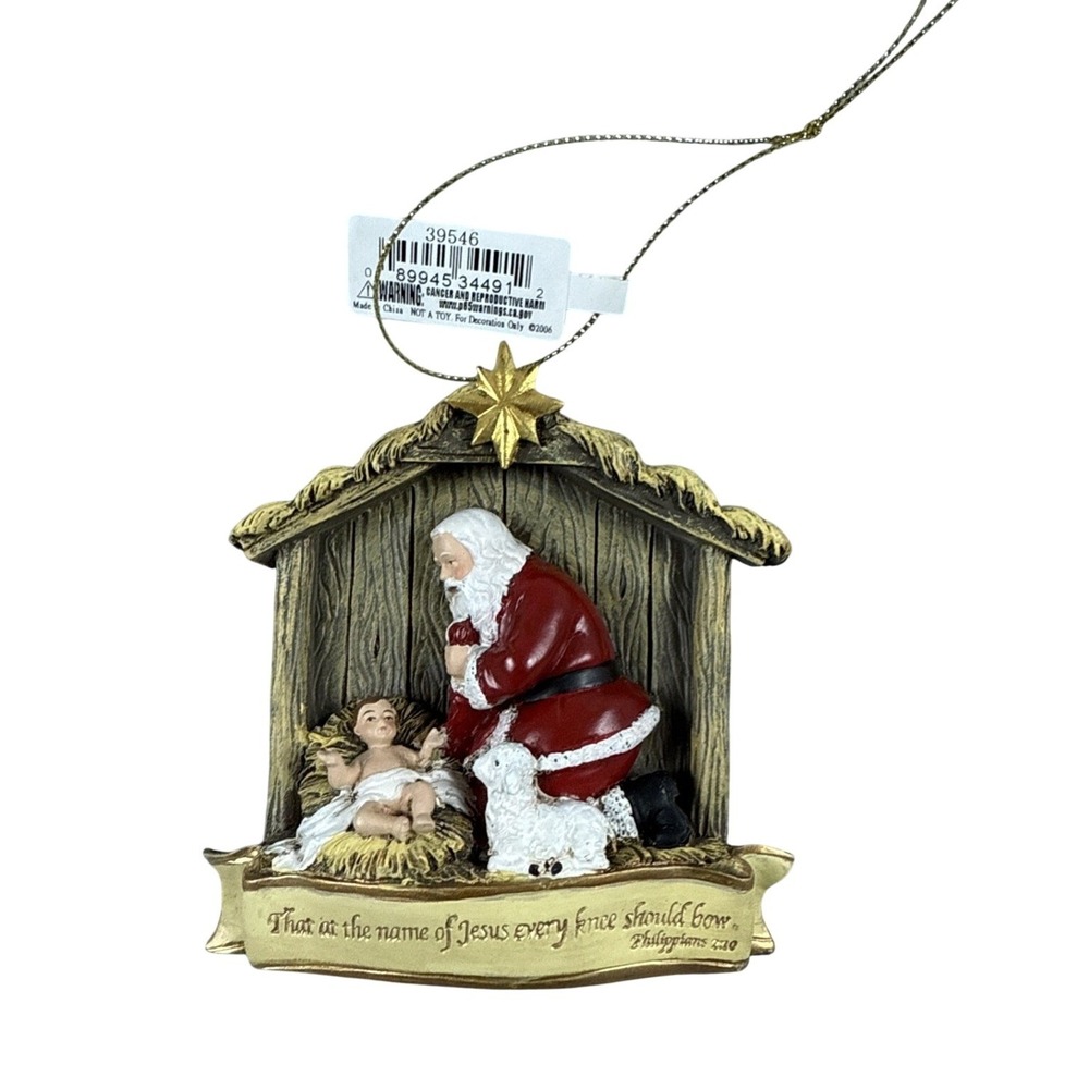 Vtg Roman Kneeling Santa Resin 1983 RP Gauer Excellent